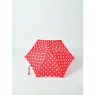 Мини-зонт механика, 5 сложений, купол 88 см., 6 спиц, система «антиветер», чехол в комплекте, для женщин, красный, белый Grant Barnett