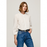 Блуза  , укороченный рукав, манжеты, размер L, белый Pepe Jeans