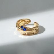 Кольцо , безразмерное, синий, золотой Queen fair