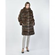 Пальто , соболь, силуэт прямой, карманы, размер 42, коричневый VINICIO PAJARO