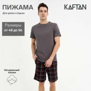Пижама , шорты, футболка, размер 56, серый KAFTAN