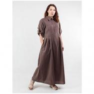 Платье , хлопок, свободный силуэт, макси, карманы, размер (44)164-88-94, коричневый KiS