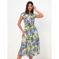 Платье-рубашка , полуприлегающее, миди, размер 44, зеленый, голубой Profito Avantage