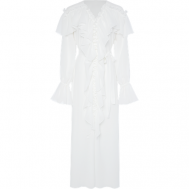 Платье , вискоза, повседневное, полуприлегающее, миди, размер onesize, белый The Kube