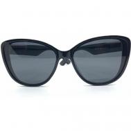 Солнцезащитные очки , кошачий глаз, оправа: пластик, поляризационные, для женщин, черный Нет бренда