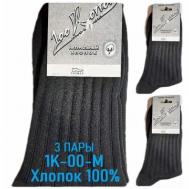 Мужские носки , 3 пары, размер 23, черный 100% COTTON