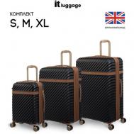 Комплект чемоданов , ABS-пластик, жесткое дно, увеличение объема, износостойкий, опорные ножки на боковой стенке, рифленая поверхность, 162 л, размер S/M/L, черный IT Luggage