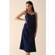 Платье-рубашка , натуральный шелк, миди, размер 42, синий MONOBASE