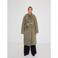 Пальто  , демисезон/зима, силуэт прямой, размер 48, зеленый FIDAN