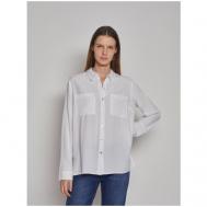Рубашка  , повседневный стиль, прямой силуэт, длинный рукав, однотонная, размер XL, белый ZOLLA