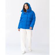 куртка   зимняя, средней длины, силуэт прямой, карманы, капюшон, размер 60, синий Modress