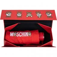 Мини-зонт , механика, купол 90 см., 6 спиц, для женщин, красный Moschino