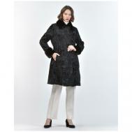 Пальто , каракуль, силуэт прилегающий, карманы, размер 44, черный VINICIO PAJARO