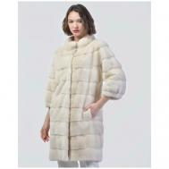 Пальто , норка, силуэт свободный, размер 42, белый Manakas Frankfurt