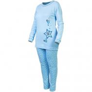 Пижама , брюки, джемпер, длинный рукав, размер 54, голубой Монотекс
