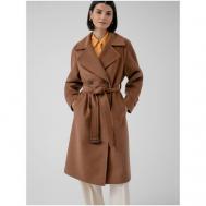 Пальто   демисезонное, шерсть, силуэт прямой, средней длины, размер 40/170, бежевый Pompa