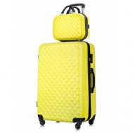 Комплект чемоданов  Phatthaya, 2 шт., ABS-пластик, рифленая поверхность, опорные ножки на боковой стенке, износостойкий, размер L, желтый L'Case