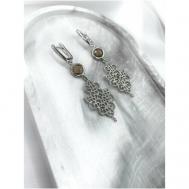 Серьги с подвесками , бежевый, серебряный Ulanskaya Jewelry