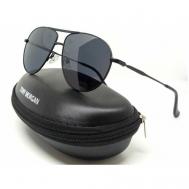 Солнцезащитные очки , авиаторы, оправа: металл, с защитой от УФ, поляризационные, черный Tony Morgan