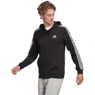 Худи  Essentials French Terry 3-Stripes Full-Zip Hoodie, размер XL, черный Adidas