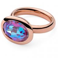 Кольцо , нержавеющая сталь, кристаллы Swarovski, размер 17.2, золотой, розовый Qudo