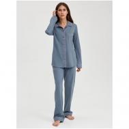 Пижама , рубашка, брюки, на завязках, длинный рукав, трикотажная, размер L(170-176), серый Ihomewear