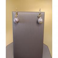 Серьги с подвесками , циркон, жемчуг барочный, размер/диаметр 35 мм., золотой, бесцветный CoolStone