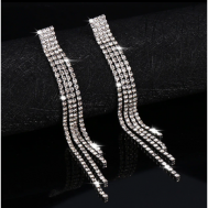 Серьги , кристалл, серебряный Fashion Jewelry