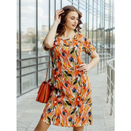 Платье , размер 50, оранжевый Текстильный край
