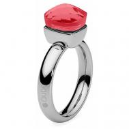 Кольцо , бижутерный сплав, кристаллы Swarovski, размер 18.5, красный, серебряный Qudo