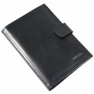 Бумажник , натуральная кожа, гладкая фактура, с хлястиком на кнопке, отделения для карт и монет, черный premier
