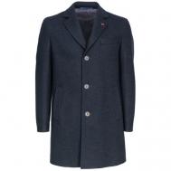 Пальто  демисезонное, шерсть, силуэт прямой, укороченное, карманы, размер 50, синий, коричневый Astor