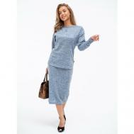 Костюм , джемпер и юбка, классический стиль, полуприлегающий силуэт, трикотажный, размер 48, голубой ZONE16