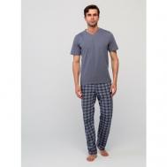 Пижама , брюки, футболка, карманы, пояс на резинке, трикотажная, размер 56, серый Ihomelux