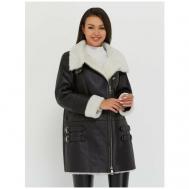 Дубленка классическая , овчина, удлиненная, силуэт прямой, карманы, размер 54, черный Este'e exclusive Fur&Leather