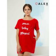 Сорочка  укороченная, короткий рукав, трикотажная, карманы, размер 44, красный ALEX Textile