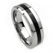 Кольцо , нержавеющая сталь, размер 21, серебряный, черный 2BEMAN