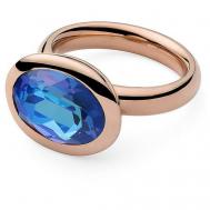 Кольцо , бижутерный сплав, кристаллы Swarovski, размер 17.2, золотой, синий Qudo