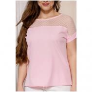 Блуза  , однотонная, размер 54, розовый Mila Bezgerts