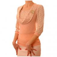 Блуза  , нарядный стиль, прилегающий силуэт, длинный рукав, размер XL, розовый TheDistinctive