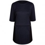 Платье , в классическом стиле, прямой силуэт, мини, размер 42, черный, синий MILA