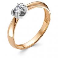 Кольцо помолвочное , красное золото, 585 проба, родирование, бриллиант, размер 17.5, бесцветный Vesna jewelry