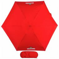 Мини-зонт , механика, 4 сложения, купол 92 см., 6 спиц, чехол в комплекте, для женщин, красный Moschino