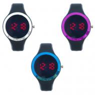 Наручные часы  FlashMe Часы наручные электронные, d-4.3 см, ремешок силикон 23.5 см, черные, черный Востоктренд