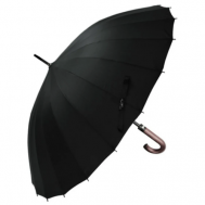Зонт-трость полуавтомат, 2 сложения, купол 122 см., 24 спиц, деревянная ручка, система «антиветер», чехол в комплекте, черный, бежевый Umbrella