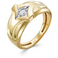Кольцо  желтое золото, 585 проба, бриллиант, размер 18, бесцветный Vesna jewelry