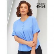 Блуза  , нарядный стиль, свободный силуэт, короткий рукав, однотонная, размер 52, голубой Shumiloff