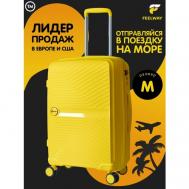 Умный чемодан , 70 л, размер M, желтый FEELWAY