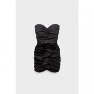 Платье атлас, вечернее, прилегающее, мини, размер 42, черный New Arrivals