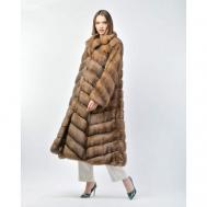 Пальто , соболь, силуэт трапеция, размер 44, коричневый VINICIO PAJARO